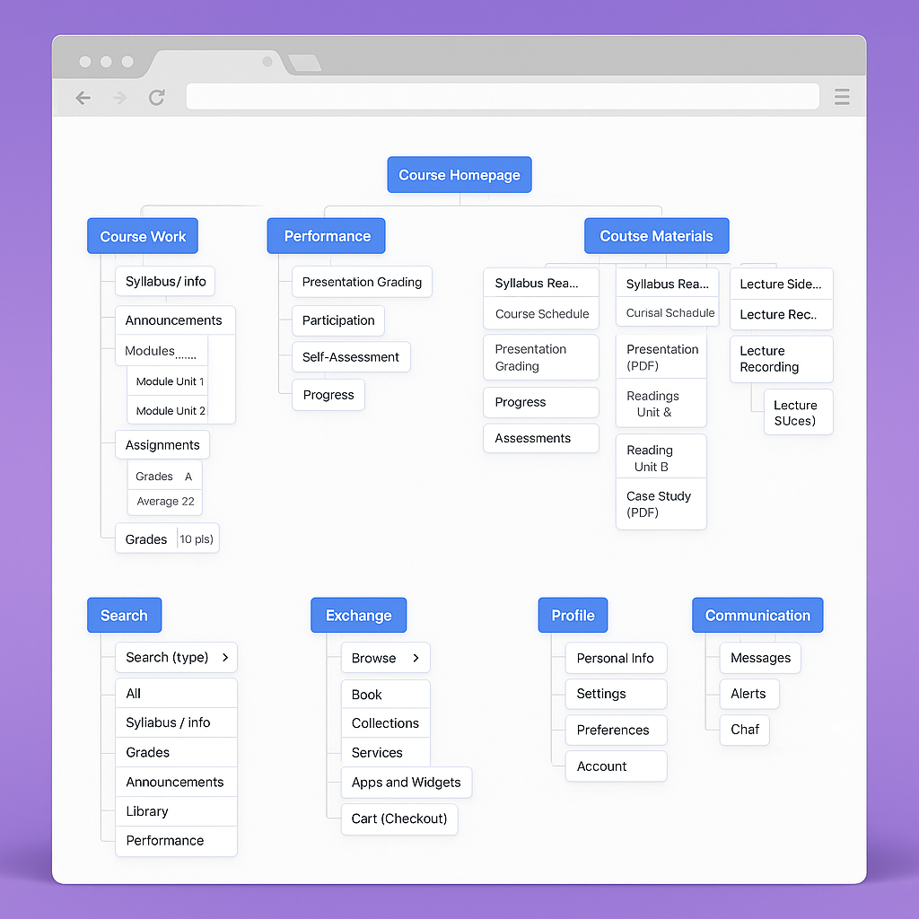 Site map showing before and after information architecture