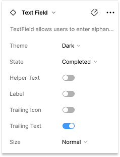 Text field component overrides