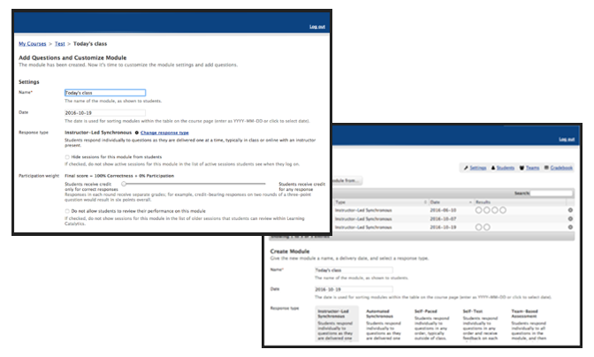 Original screens of the polling tool